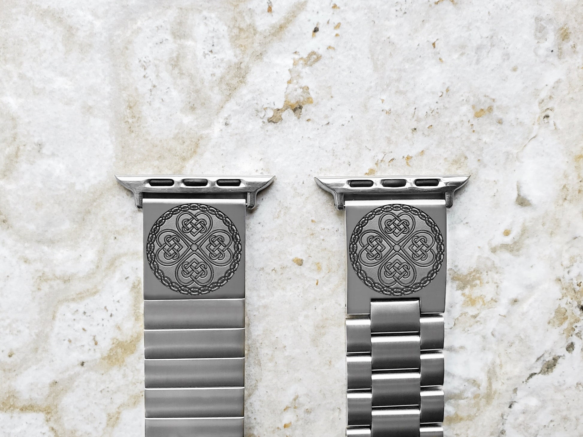Engraved Watch Band Compatible with Apple iWatch Ultra 2 49mm and 9 8 Series 41mm 45mm Case Silver Stainless Steel Tooled Bracelet Strap CC3