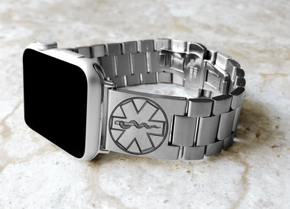 Engraved Watch Band Compatible with Apple iWatch Ultra 2 49mm and 9 8 Series 41mm 45mm Case Silver Stainless Steel Tooled Bracelet Strap MS2