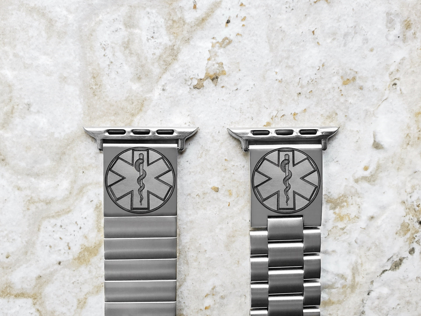 Engraved Watch Band Compatible with Apple iWatch Ultra 2 49mm and 9 8 Series 41mm 45mm Case Silver Stainless Steel Tooled Bracelet Strap MS2