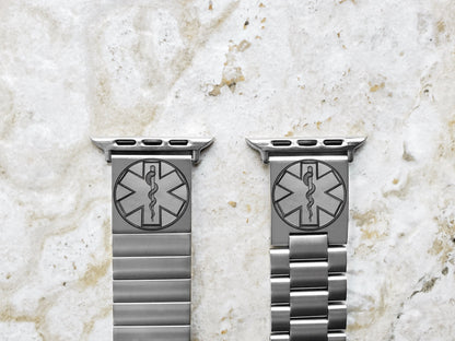 Engraved Watch Band Compatible with Apple iWatch Ultra 2 49mm and 9 8 Series 41mm 45mm Case Silver Stainless Steel Tooled Bracelet Strap MS2
