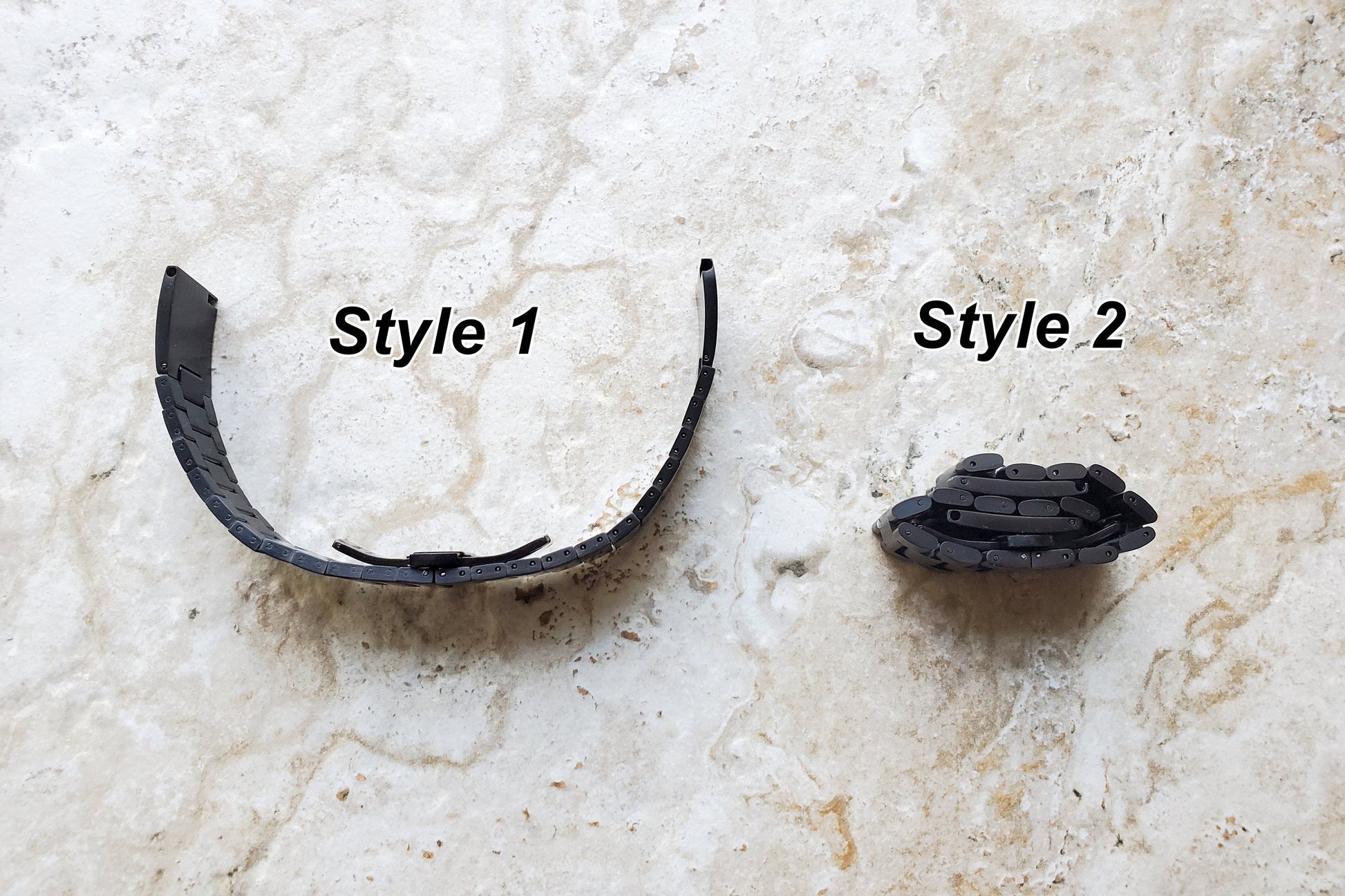 Engraved Watch Band for 22mm Width Lugs Traditional Casual Luxury and Smartwatches Black Color Stainless Steel Bracelet Strap AS1