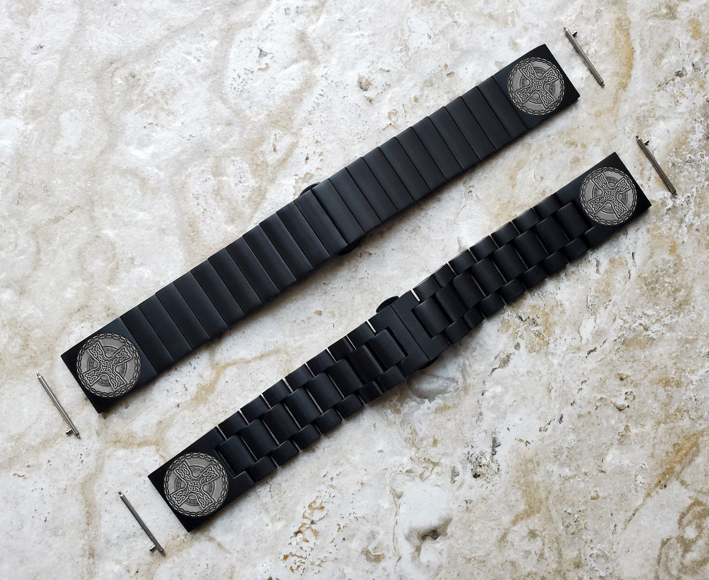 Engraved Watch Band Compatible with Samsung Galaxy Watch 3 45mm 46mm Gear S3 Frontier and Classic Black Stainless Steel Strap CC2 -B22
