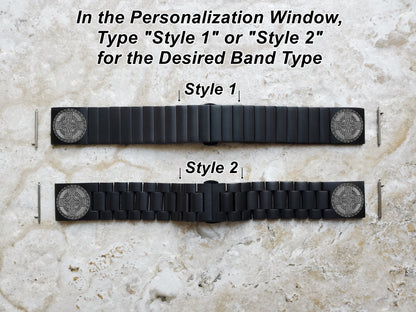 Engraved Watch Band Compatible with Samsung Galaxy Watch 3 45mm 46mm Gear S3 Frontier and Classic Black Stainless Steel Strap CC2 -B22