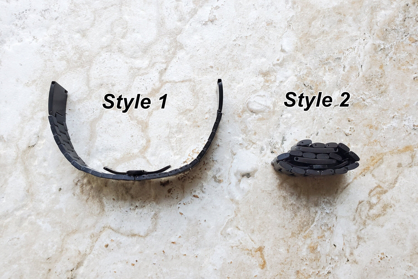 Engraved Watch Band for 22mm Width Lugs Traditional Casual Luxury and Smartwatches Black Color Stainless Steel Bracelet Strap CC2