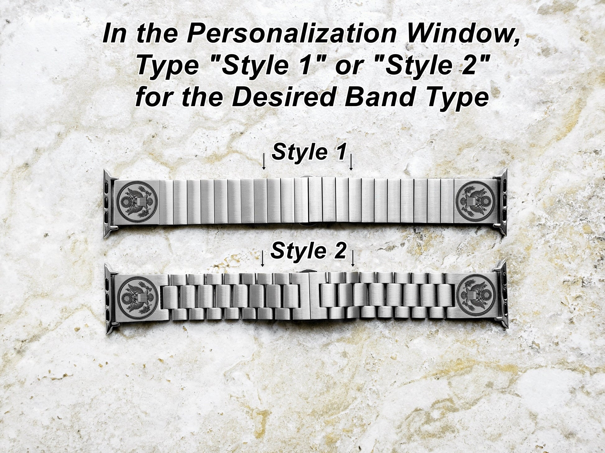 Engraved Watch Band Compatible with Apple iWatch Ultra 2 9 8 7 SE 6 5 4 3 2 1 Case 38mm 40mm 41mm 42mm 44mm 45mm 49mm St Steel Strap AS1