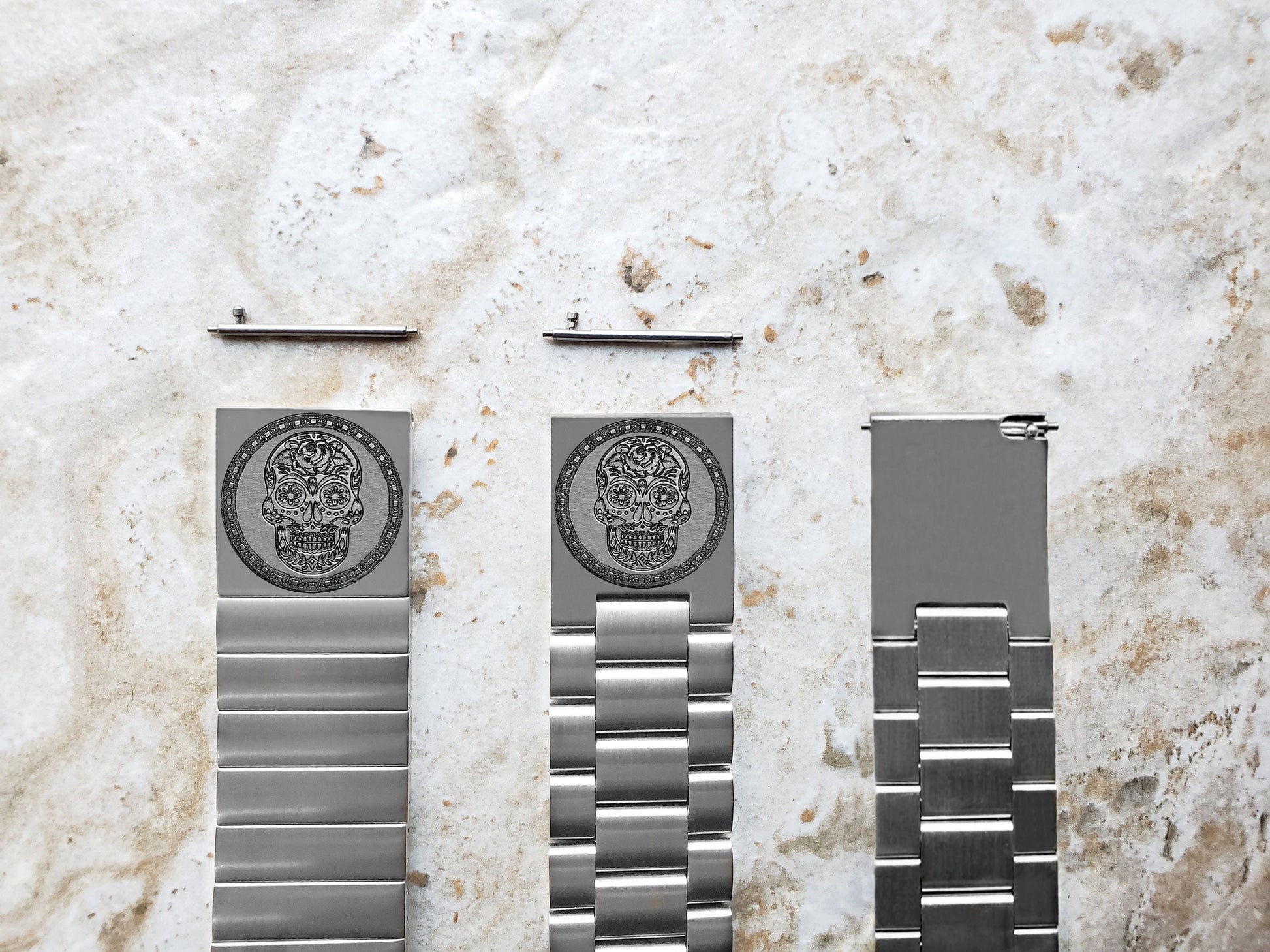 Engraved Watch Band Compatible with Samsung Galaxy Watch 3 45mm 46mm Gear S3 Frontier and Classic Stainless Steel Bracelet Strap SS2 -B22