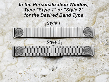 Engraved Watch Band Compatible with Fitbit Versa Lite 2 3 4 and Sense 2 Smartwatches Silver Color Stainless Steel Bracelet Strap SS2