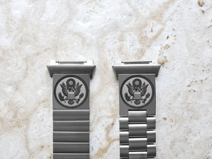 Engraved Watch Band Compatible with Fitbit Ionic Smartwatches Silver Color Stainless Steel Strap Bracelet with Quick Release Adapters AS1