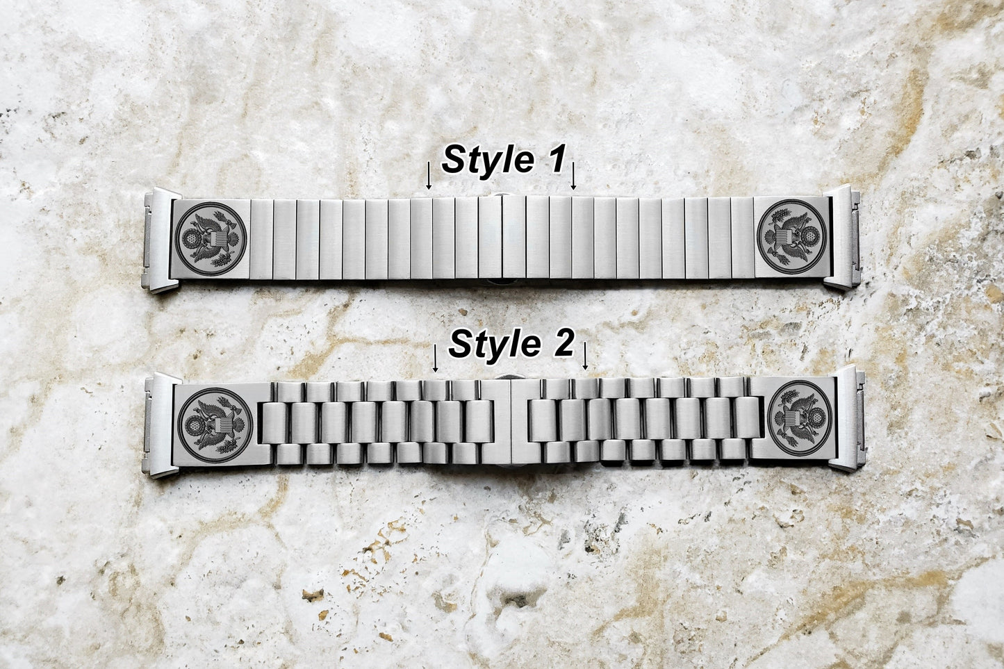 Engraved Watch Band Compatible with Fitbit Ionic Smartwatches Silver Color Stainless Steel Strap Bracelet with Quick Release Adapters AS1