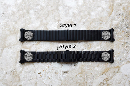 Engraved Watch Band Compatible with Fitbit Ionic Smartwatches Black Color Stainless Steel Strap Bracelet with Quick Release Adapters MS2
