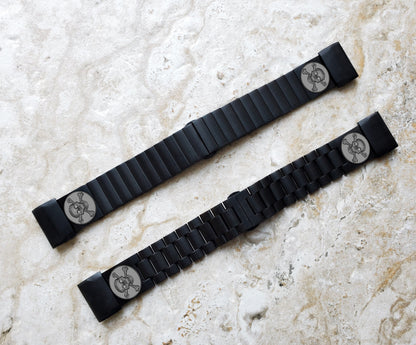 Engraved Watch Band for Garmin Fenix 7X Pro 6X Pro 5X Plus Fenix 3 Descent Mk3i 51mm Mk2i Mk2 Mk1 Enduro 2 Black Stainless Steel SC2 A26