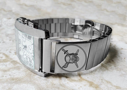 Pirate Skull Swords Jolly Roger Watch Band 22mm 24mm 25mm Lugs Traditional Luxury Smartwatches Silver Stainless Steel Bracelet Strap PS2