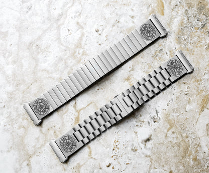 Engraved Watch Band Compatible with Fitbit Ionic Smartwatches Silver Color Stainless Steel Bracelet Strap with Quick Release Adapters F1