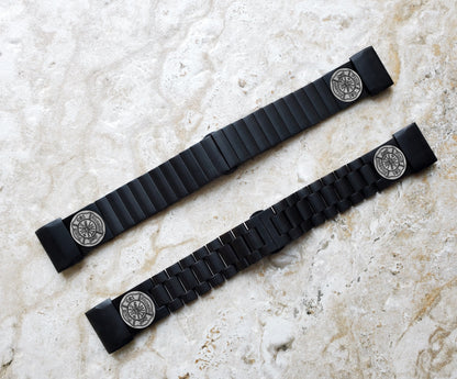 Engraved Watch Band for Garmin Fenix 7X 6X Pro 5X Plus Fenix 3 Descent Mk3i 51mm Mk2i Mk2 Mk1 Enduro 2 Black Stainless Steel F1 A26