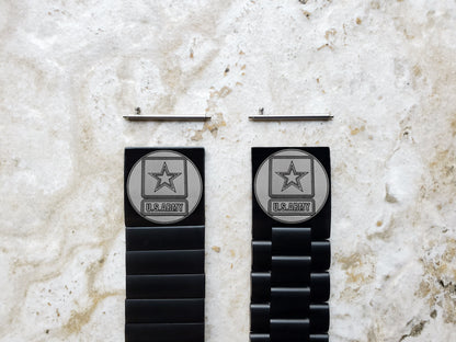 US Army Engraved Band Compatible with Samsung Galaxy Watch 3 45mm 46mm Gear S3 Frontier and Classic Black Stainless Steel Strap US1 -B22