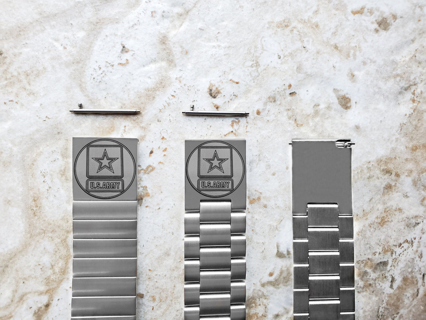 US Army Engraved Band Compatible with Samsung Galaxy Watch 3 45mm 46mm Gear S3 Frontier and Classic Stainless Steel Bracelet Strap US1 -B22