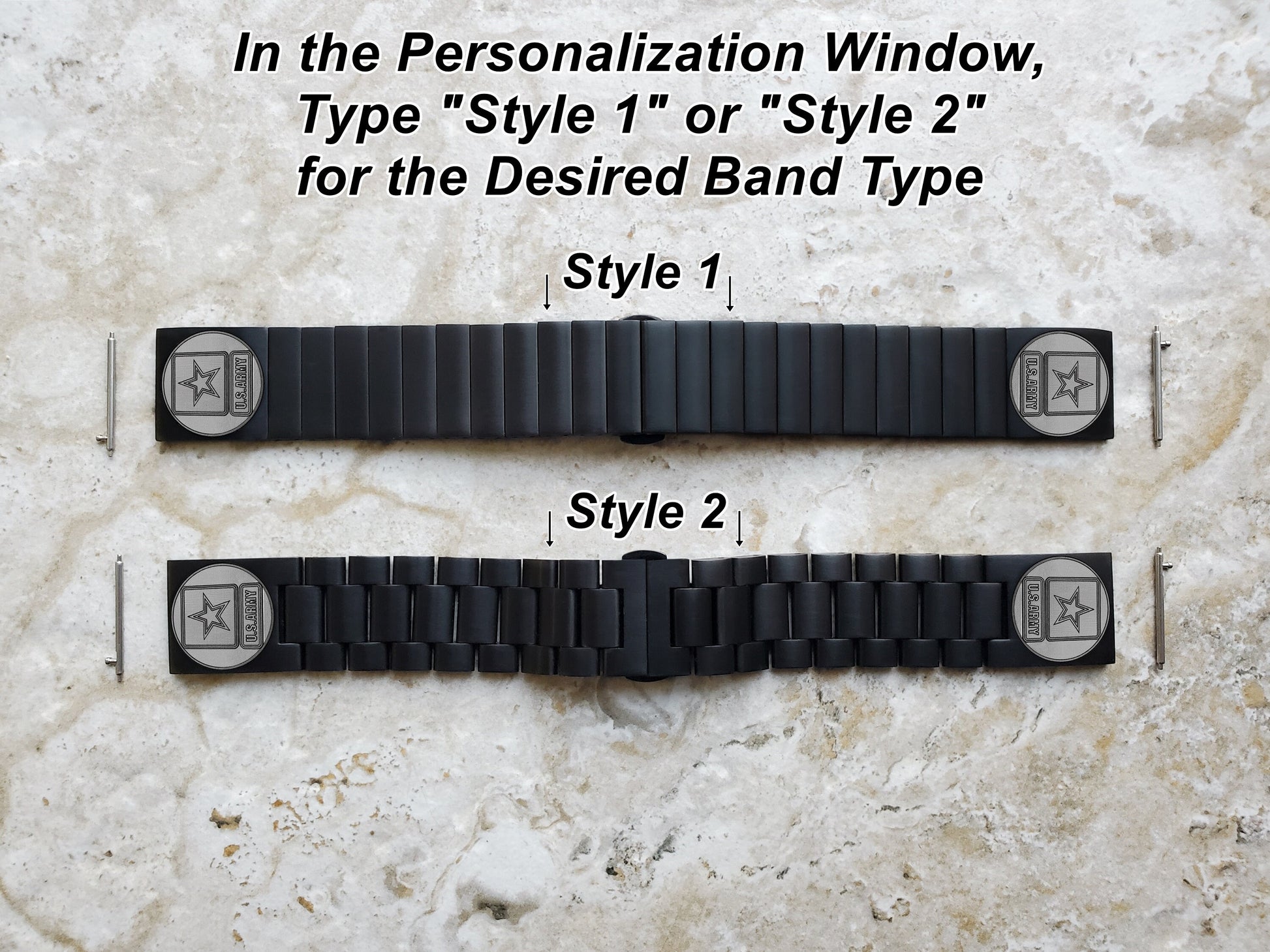 US Army Engraved Band Compatible with Samsung Galaxy Watch 3 45mm 46mm Gear S3 Frontier and Classic Black Stainless Steel Strap US1 -B22