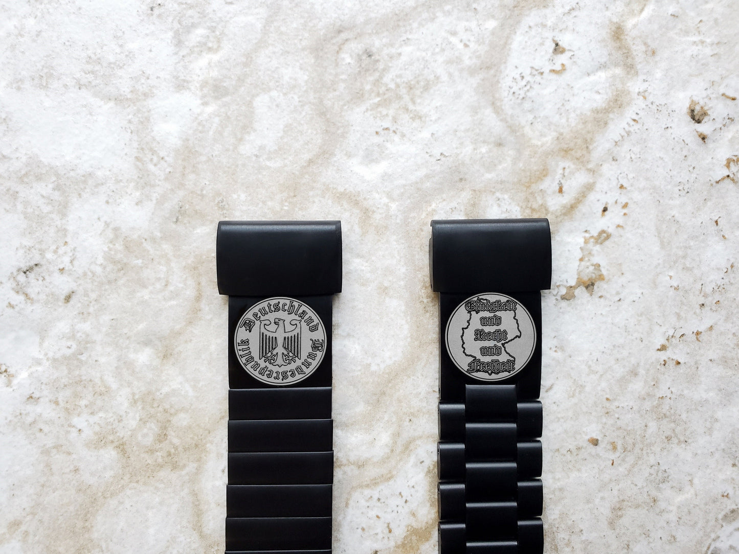 Garmin Watch Band Germany Deutschland Symbol for Fenix 7X Pro 6X Pro 5X Descent Mk3i 51mm Mk2i Mk2 Mk1 Enduro 2 Engraved Black Strap DES A26