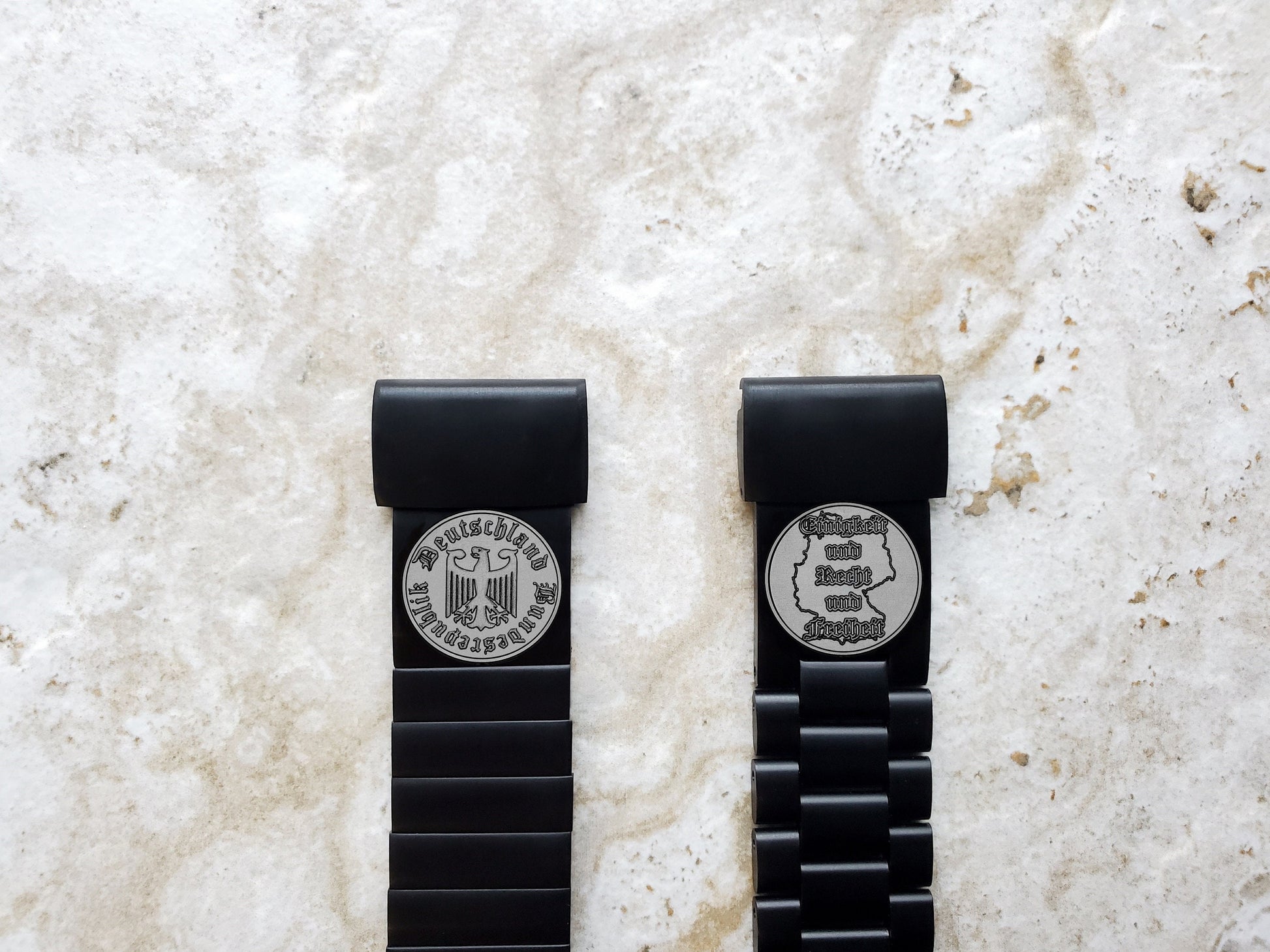 Garmin Watch Band Germany Deutschland Symbol for Fenix 7X Pro 6X Pro 5X Descent Mk3i 51mm Mk2i Mk2 Mk1 Enduro 2 Engraved Black Strap DES A26
