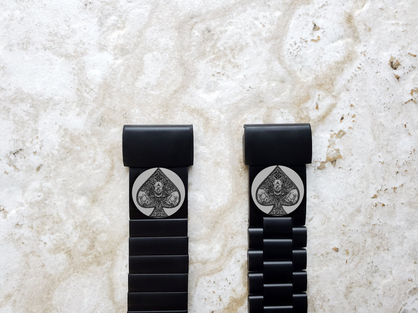Garmin Watch Band Ace of Spades for Fenix 7X Pro 6X Pro 5X Plus Descent Mk3i 51mm Mk2i Mk2 Enduro 2 Engraved Black St Steel Strap AS2 A26