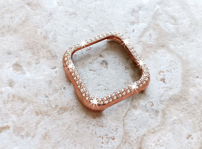 Fitbit Watch Rose Gold Color Band Set Crystal Bezel Bling Case Cover for Versa 2 3 4 Sense 1 2 Smartwatches Milanese Strap Protective Frame