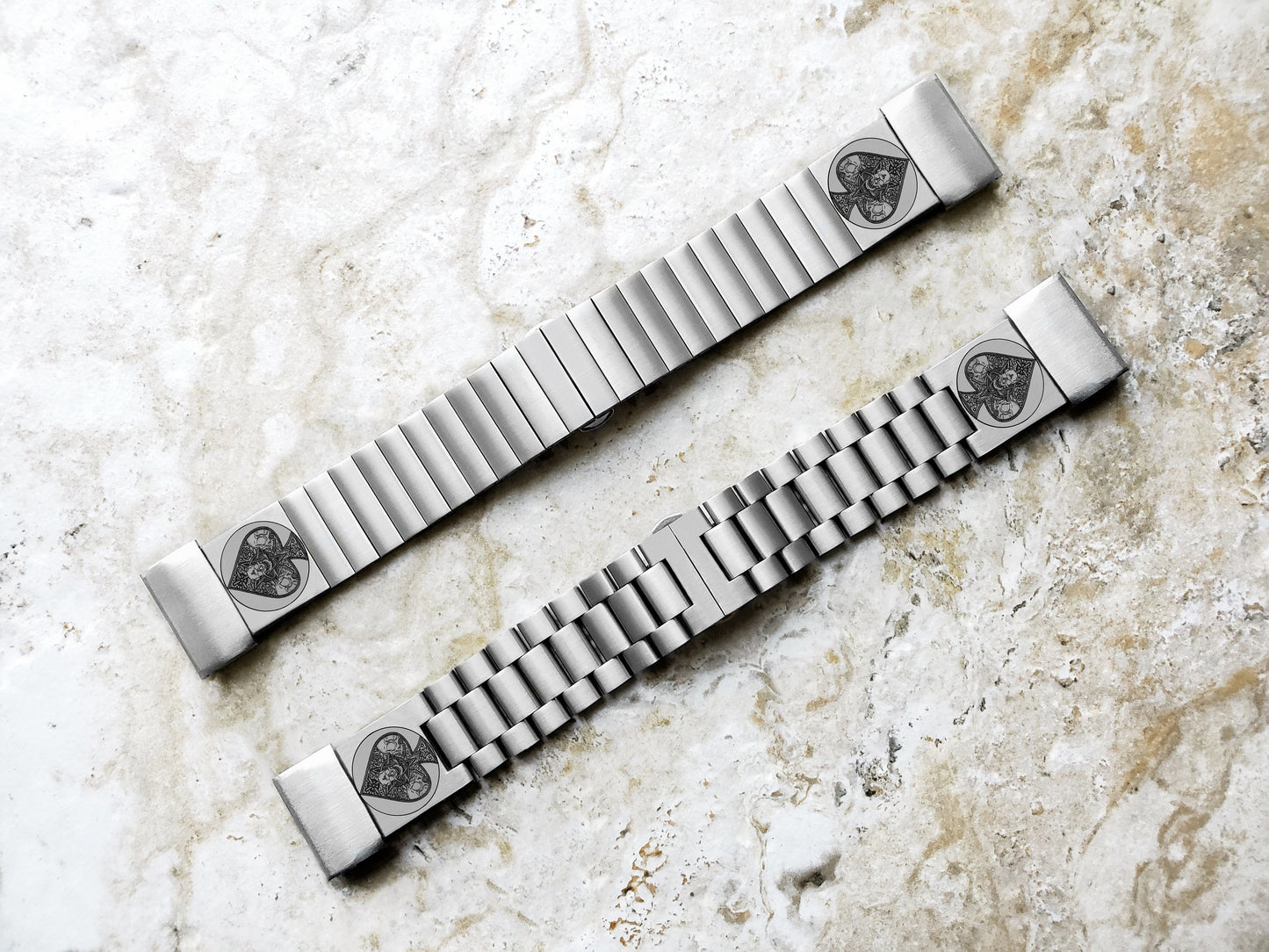 Garmin Watch Band Ace of Spades for Fenix 7X Pro 6X Pro 5X Plus Descent Mk3i 51mm Mk2i Mk2 Mk1 Enduro 2 Engraved St Steel Strap AS2 A26