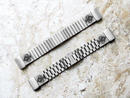 Garmin Watch Band Ace of Spades for Fenix 7X Pro 6X Pro 5X Plus Descent Mk3i 51mm Mk2i Mk2 Mk1 Enduro 2 Engraved St Steel Strap AS2 A26