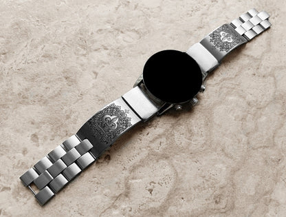 Garmin Watch Band Fleur De Lis for Fenix 7X Pro 6X Pro 5X Descent Mk3i 51mm Mk2i Mk2 Enduro 2 Engraved St Steel Adjustable Cuff Strap A26