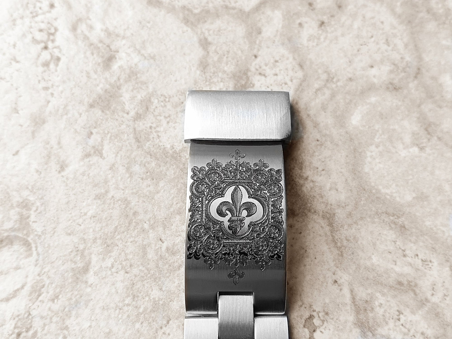 Garmin Watch Band Fleur De Lis for epix Pro 51mm Foretrex 601 701 Quatix 3 6X 7X D2 Tactix 7 Instinct 2X Engraved Adjustable Cuff Strap A26