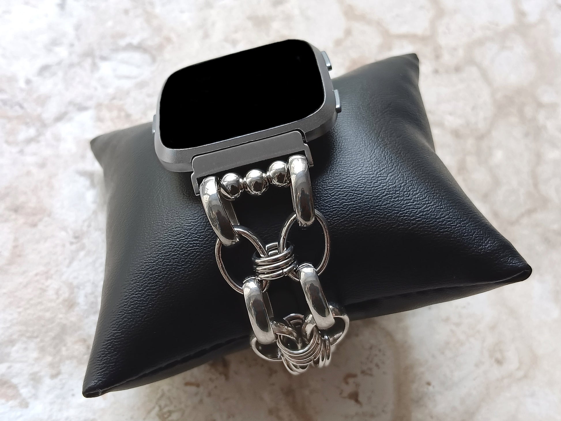 Fitbit Versa 2 3 4 Sense 2 Braided Silver Color Stainless Steel Bracelet Smartwatch Fitness Tracker Band Chain Links Handmade Unique Jewelry