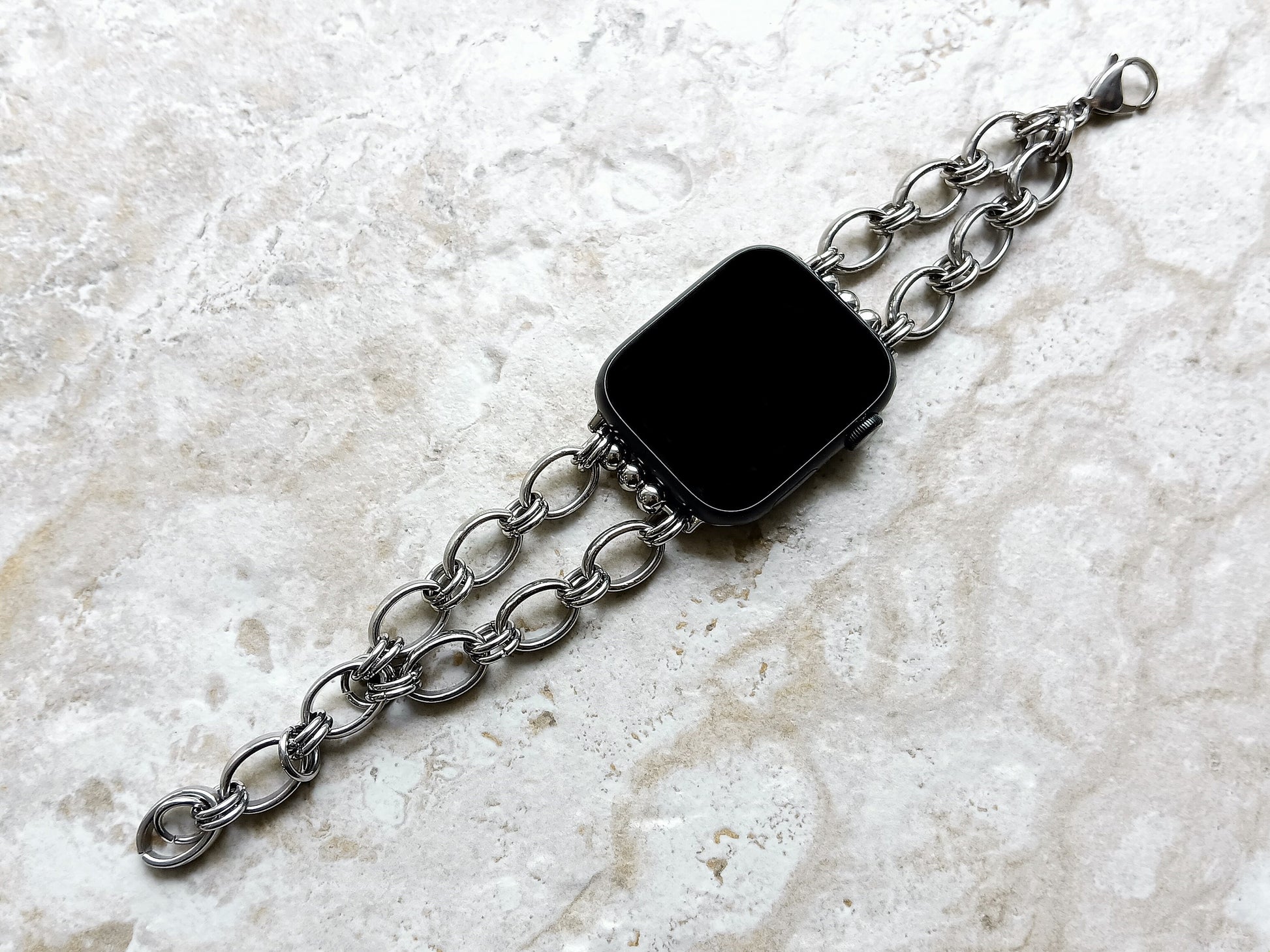 Apple Watch Band Bracelet for Ultra 2 9 8 7 6 SE 5 4 3 2 1 Case 38mm 40 41mm 42mm 44mm 45mm 49mm New Convex Stainless Steel Silver Color NB