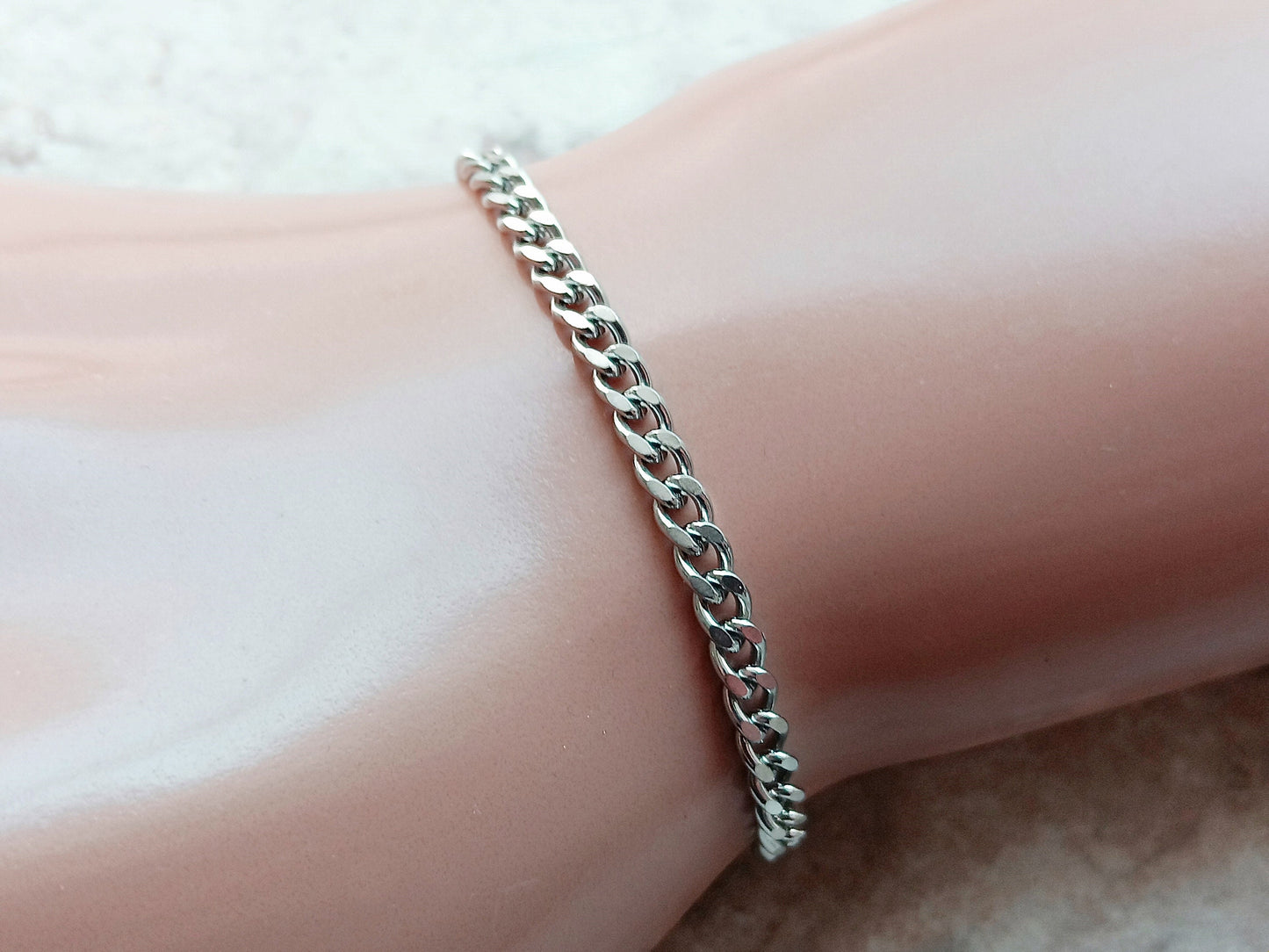 3.5mm Silver Shiny Color Stainless Steel Elegant Cuban Necklace Bracelet Chain Unisex Customisable Size Fine Jewelry Tarnish Resistant