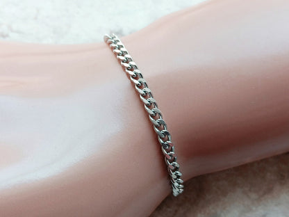 3.5mm Silver Shiny Color Stainless Steel Elegant Cuban Necklace Bracelet Chain Unisex Customisable Size Fine Jewelry Tarnish Resistant