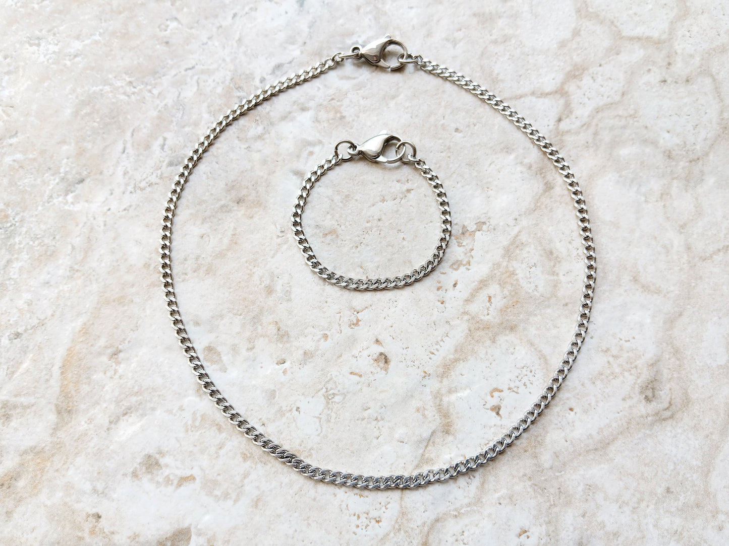 3.5mm Silver Shiny Color Stainless Steel Elegant Cuban Necklace Bracelet Chain Unisex Customisable Size Fine Jewelry Tarnish Resistant