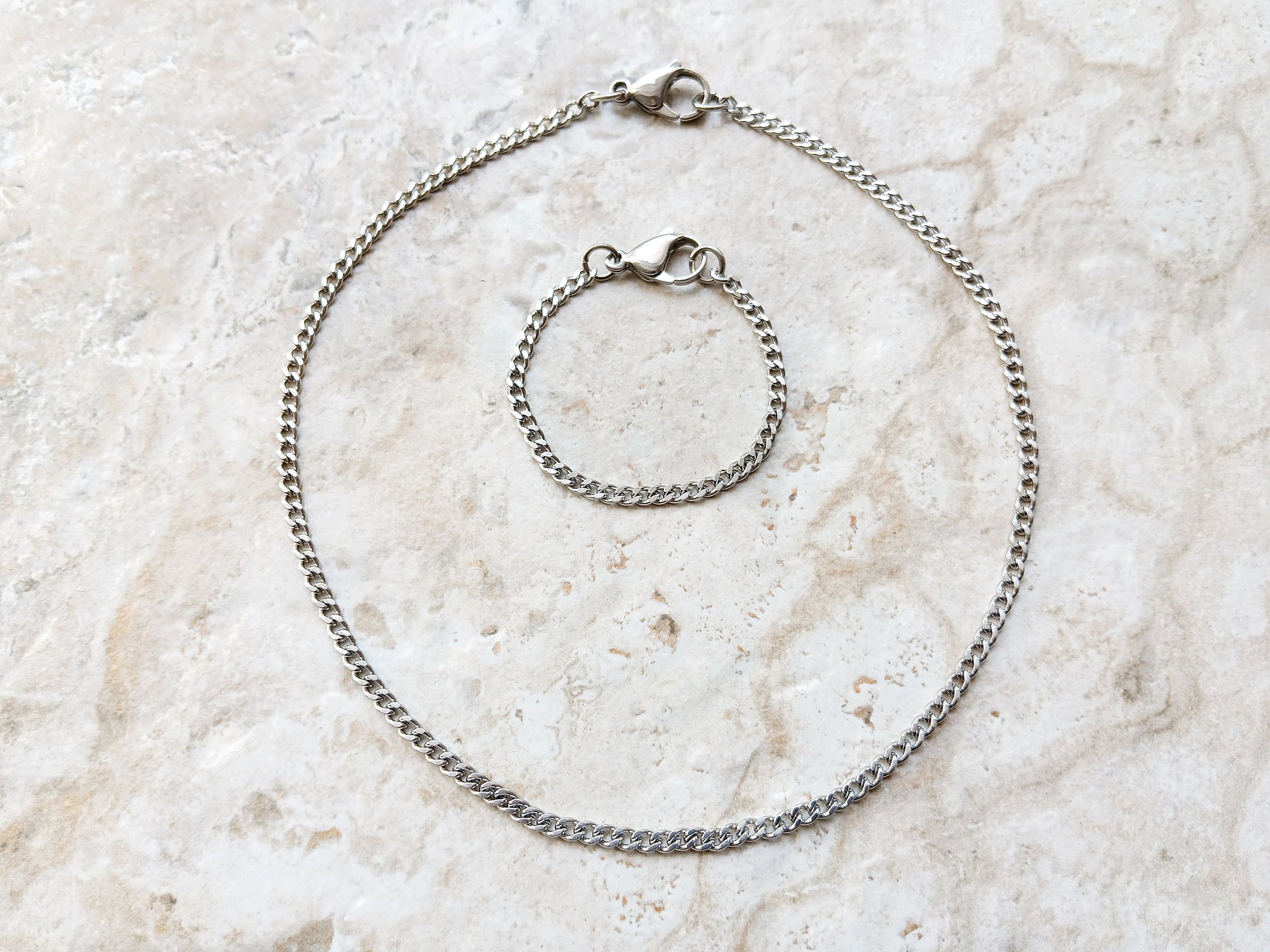 3.5mm Silver Shiny Color Stainless Steel Elegant Cuban Necklace Bracelet Chain Unisex Customisable Size Fine Jewelry Tarnish Resistant