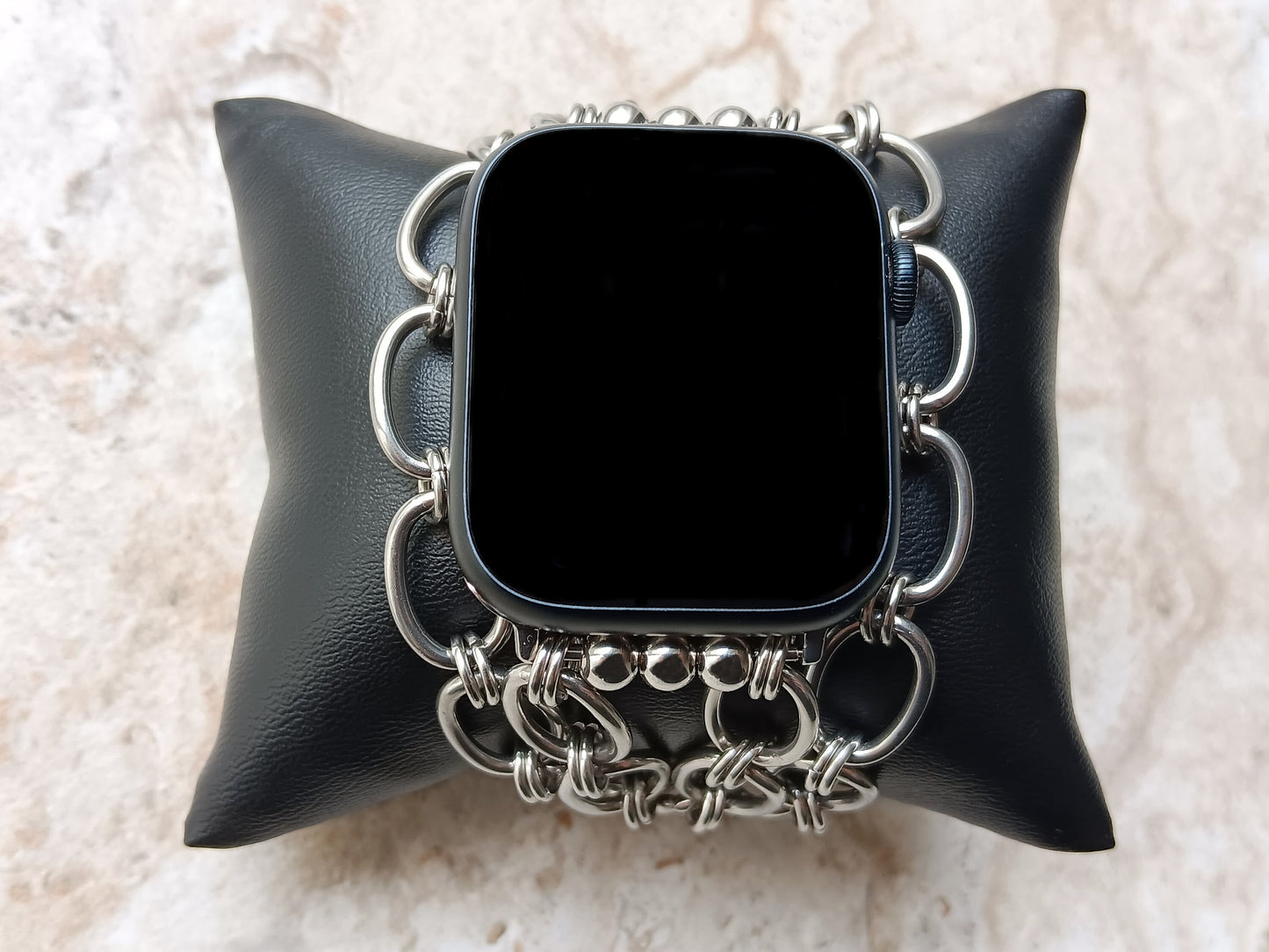 Apple Watch Band for Ultra 2 9 8 7 6 SE 5 4 3 2 1 Silver St Steel 38mm 40mm 41mm 42mm 44mm 45mm 49mm Bracelet Oval Chain Link Handmade NL