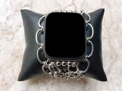 Apple Watch Band for Ultra 2 9 8 7 6 SE 5 4 3 2 1 Silver St Steel 38mm 40mm 41mm 42mm 44mm 45mm 49mm Bracelet Oval Chain Link Handmade NL