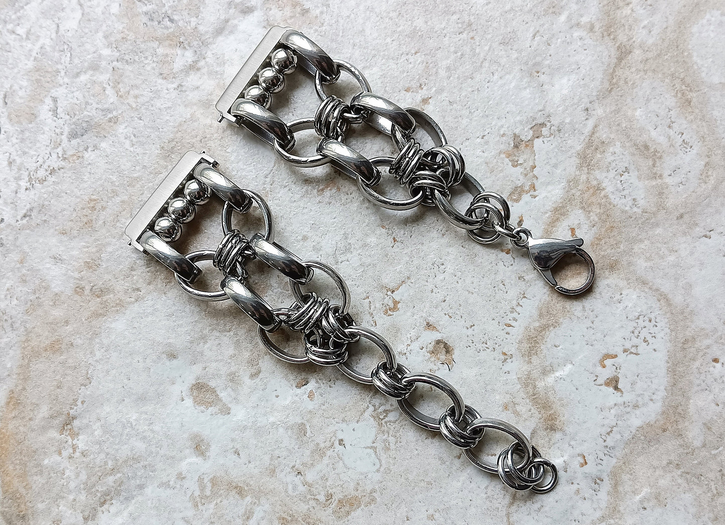 Fitbit Versa 2 3 4 Sense 2 Braided Silver Color Stainless Steel Bracelet Smartwatch Fitness Tracker Band Chain Links Handmade Unique Jewelry