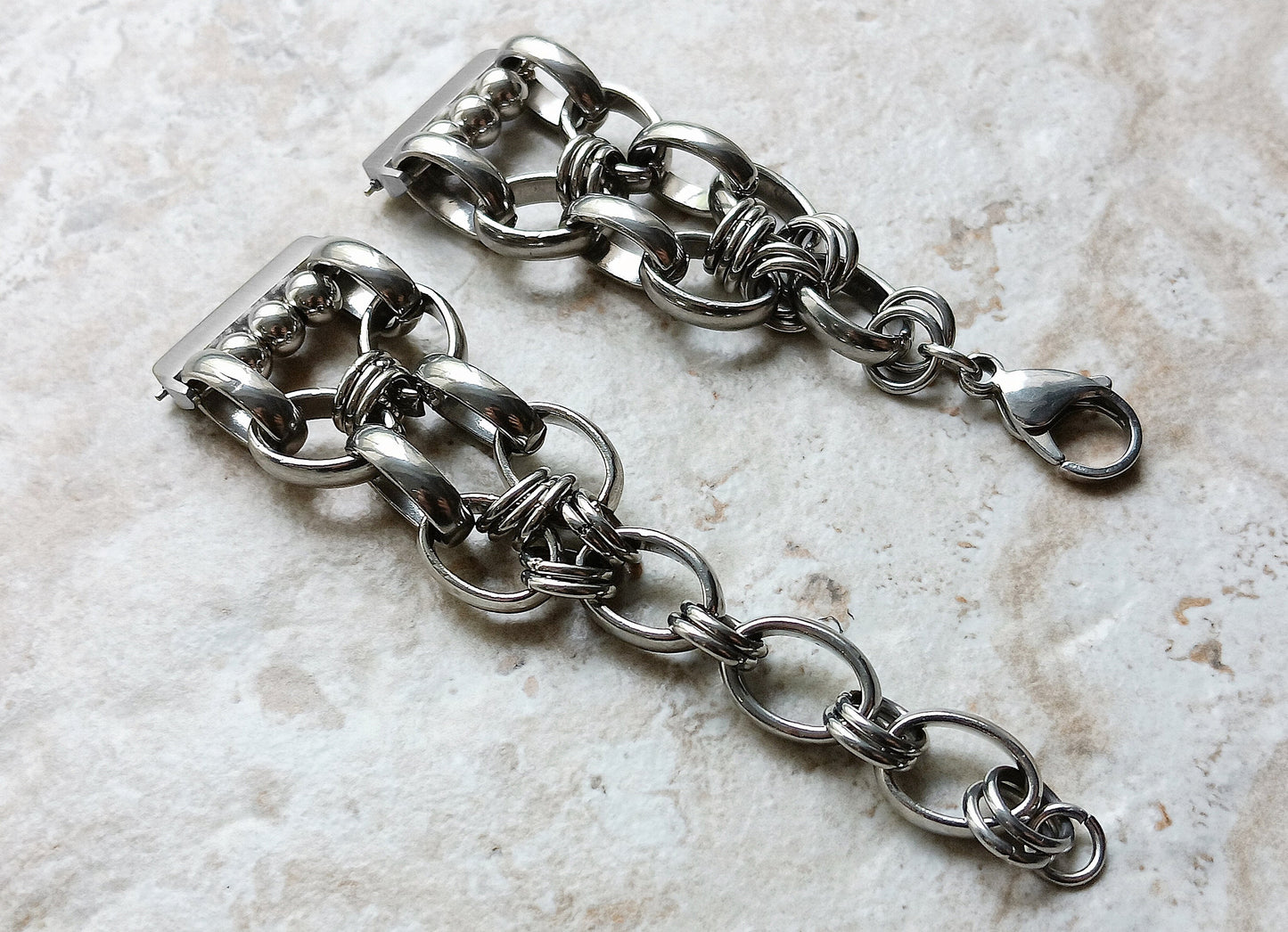 Fitbit Versa 2 3 4 Sense 2 Braided Silver Color Stainless Steel Bracelet Smartwatch Fitness Tracker Band Chain Links Handmade Unique Jewelry