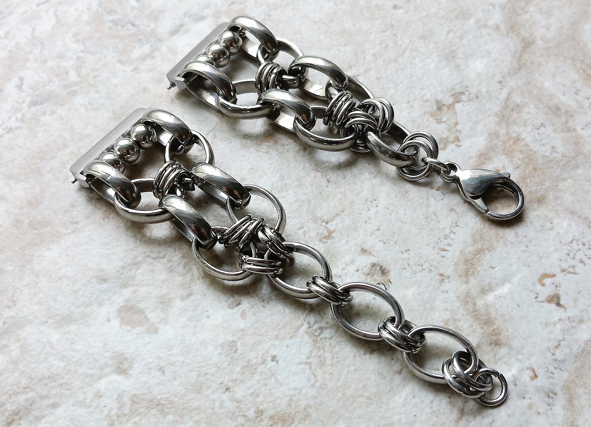 Fitbit Versa 2 3 4 Sense 2 Braided Silver Color Stainless Steel Bracelet Smartwatch Fitness Tracker Band Chain Links Handmade Unique Jewelry