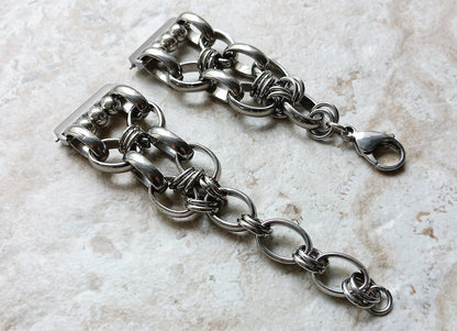 Fitbit Versa 2 3 4 Sense 2 Braided Silver Color Stainless Steel Bracelet Smartwatch Fitness Tracker Band Chain Links Handmade Unique Jewelry