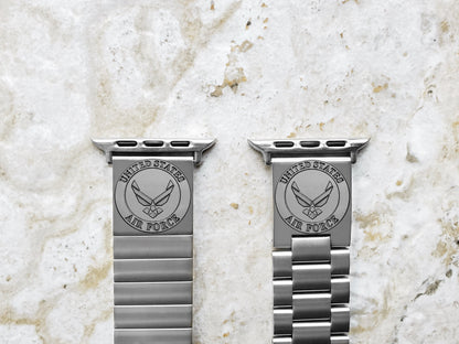 US Air Force Engraved Band Compatible with Apple Watch Ultra 2 9 8 7 SE 6 5 4 3 2 Case 38mm 40mm 41mm 42mm 44mm 45mm 49mm St Steel Strap AF3