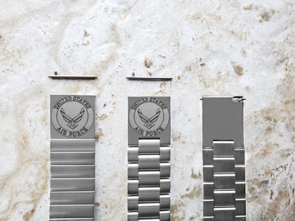 US Air Force Engraved Band Compatible with Garmin Forerunner 745 265 255 Venu 3 2 Vivoactive 4 Darth Vader First Avenger St Steel Strap AF3