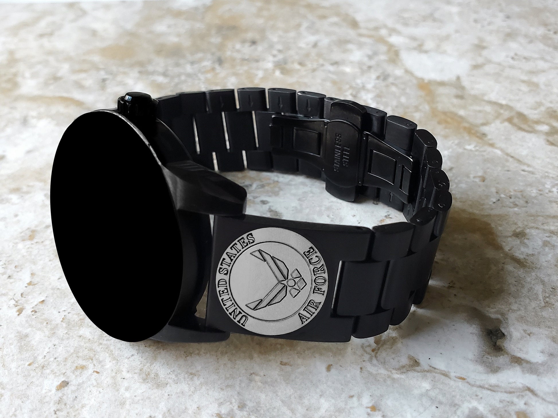 US Air Force Engraved Watch Band for Garmin Forerunner 745 265 255 Venu 3 2 Vivoactive 4 Darth Vader First Avenger Black St Steel Strap AF3