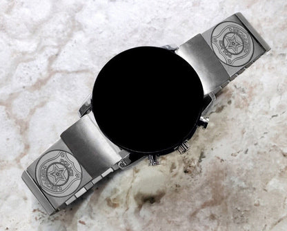 Police Badge Engraved Watch Band for Garmin epix Pro 51mm Foretrex 601 701 Quatix 3 6X 7X D2 Tactix 7 Pro Instinct 2X St Steel Strap PB4 A26