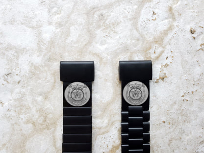 Police Badge Engraved Band for Garmin Fenix 7X Pro 6X Pro 5X Plus Fenix 3 Descent Mk3i 51mm Mk2i Mk2 Mk1 and Enduro 2 Black Strap PB4 A26