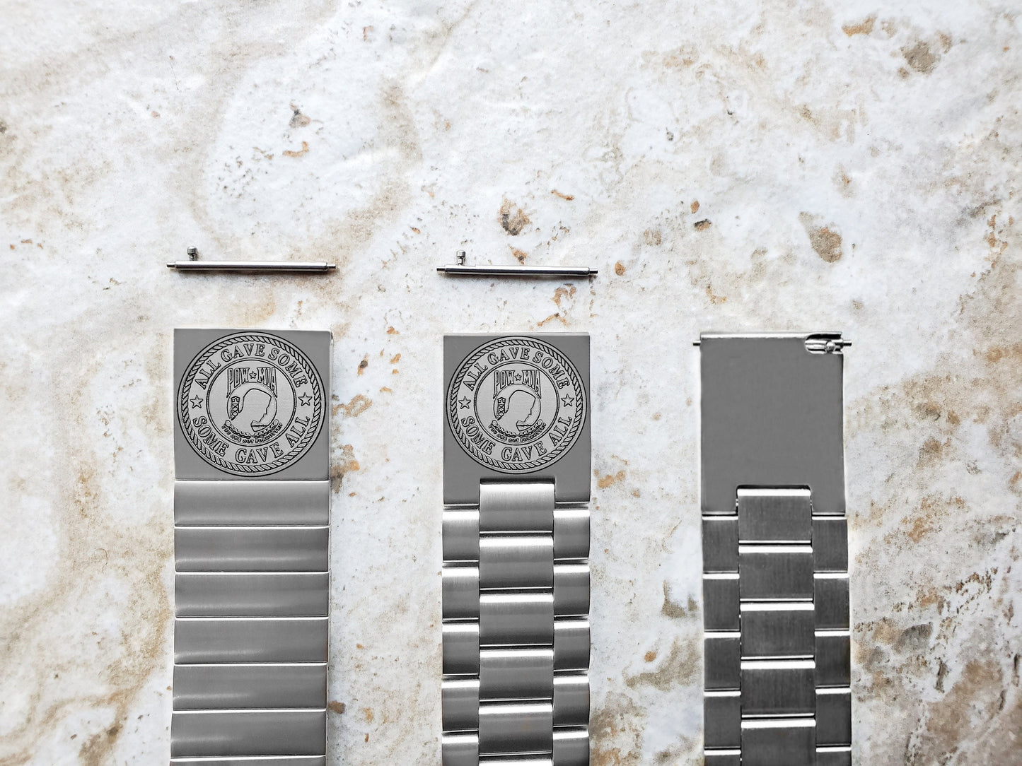 POW MIA Engraved Band Compatible with Samsung Galaxy Watch 3 45mm 46mm Gear S3 Frontier and Classic Stainless Steel Bracelet Strap PM1 -B22
