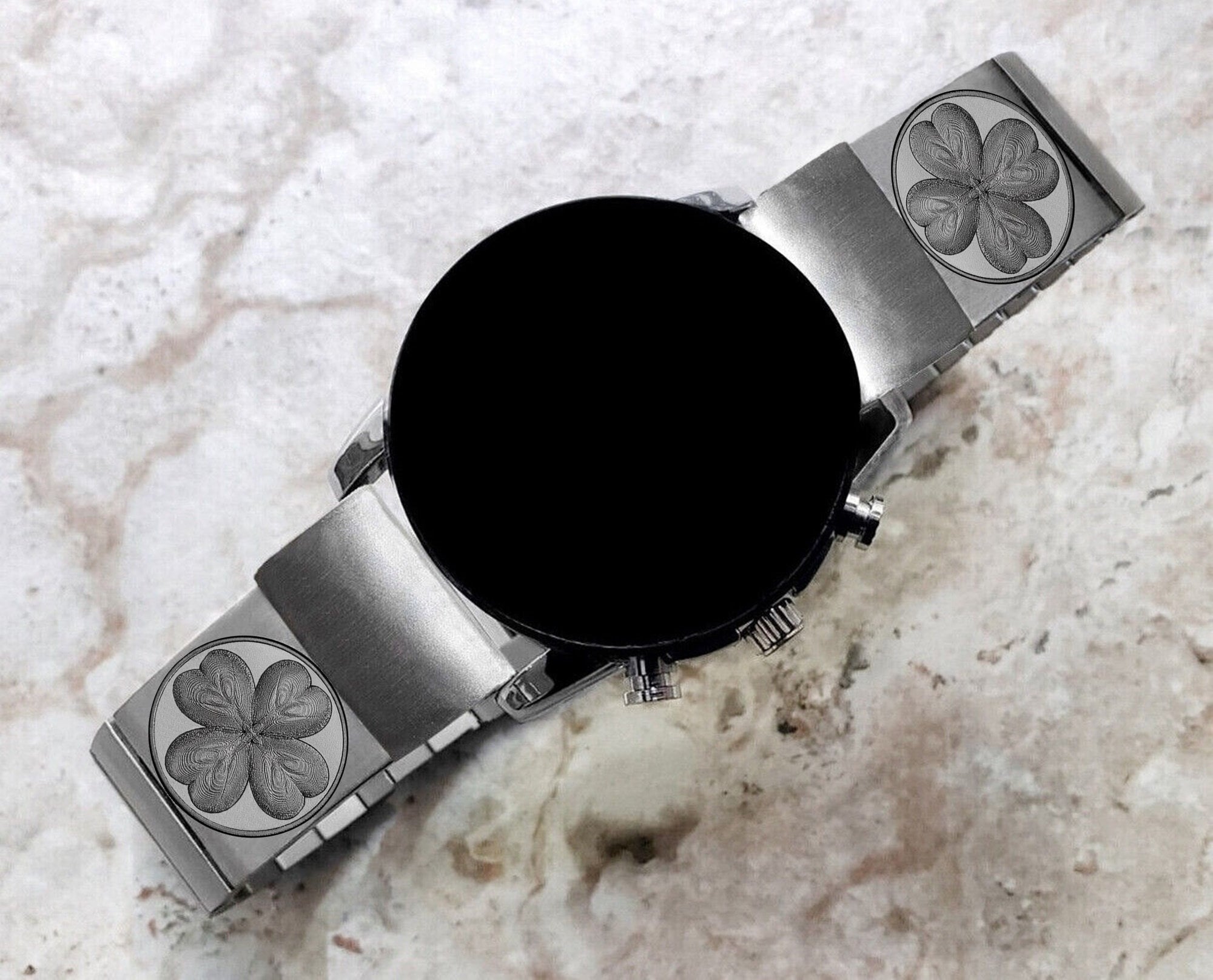 Four Leaf Clover Engraved Watch Band for Garmin epix Pro 51mm Foretrex 601 701 Quatix 3 6X 7X D2 Tactix 7 Instinct 2X St Steel Strap SR1 A26