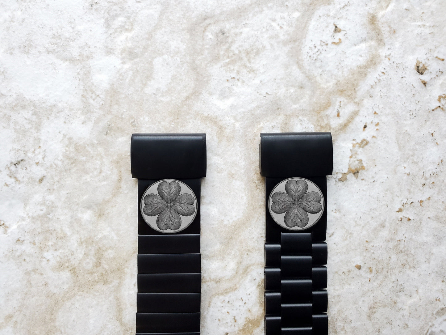 Four Leaf Clover Engraved Watch Band for Garmin epix Pro 51mm Foretrex 601 701 Quatix 3 6X 7X D2 Tactix 7 Instinct 2X Black Strap SR1 A26