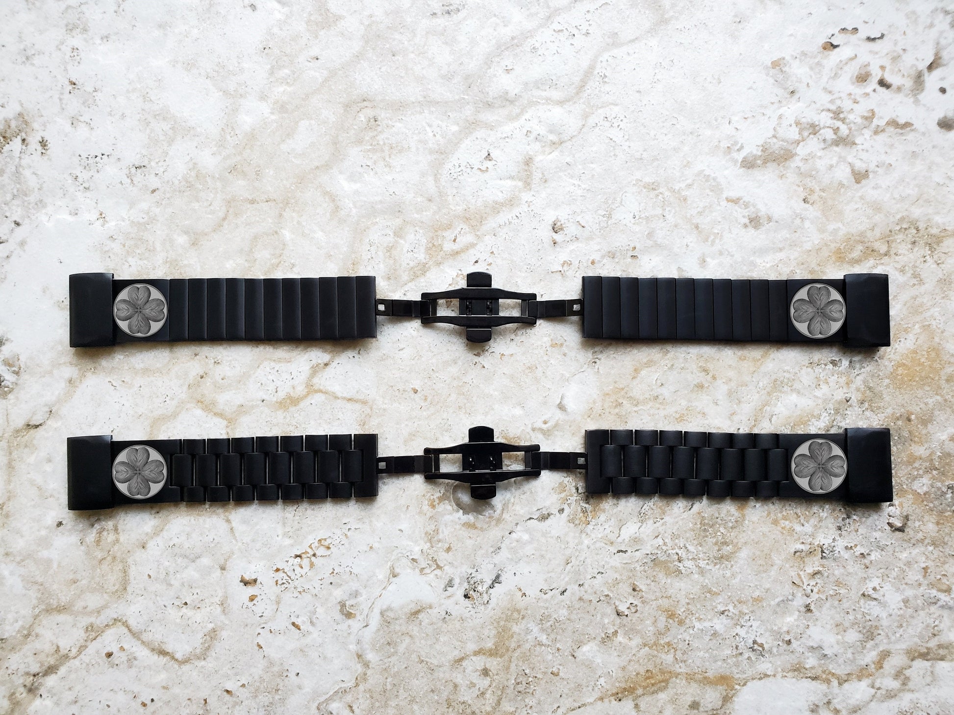 Four Leaf Clover Engraved Watch Band for Garmin epix Pro 51mm Foretrex 601 701 Quatix 3 6X 7X D2 Tactix 7 Instinct 2X Black Strap SR1 A26
